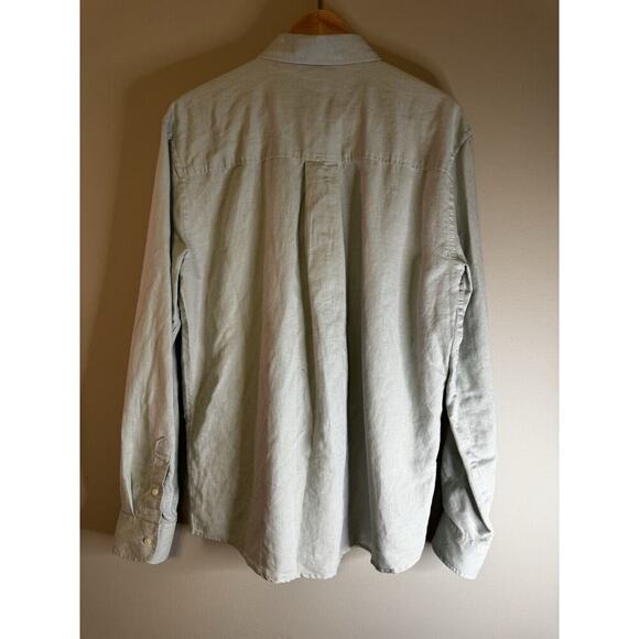 ZARA Blue Gray Linen Button-Down Shirt Boxy Loose Oversized Unisex - Picture 6 of 6